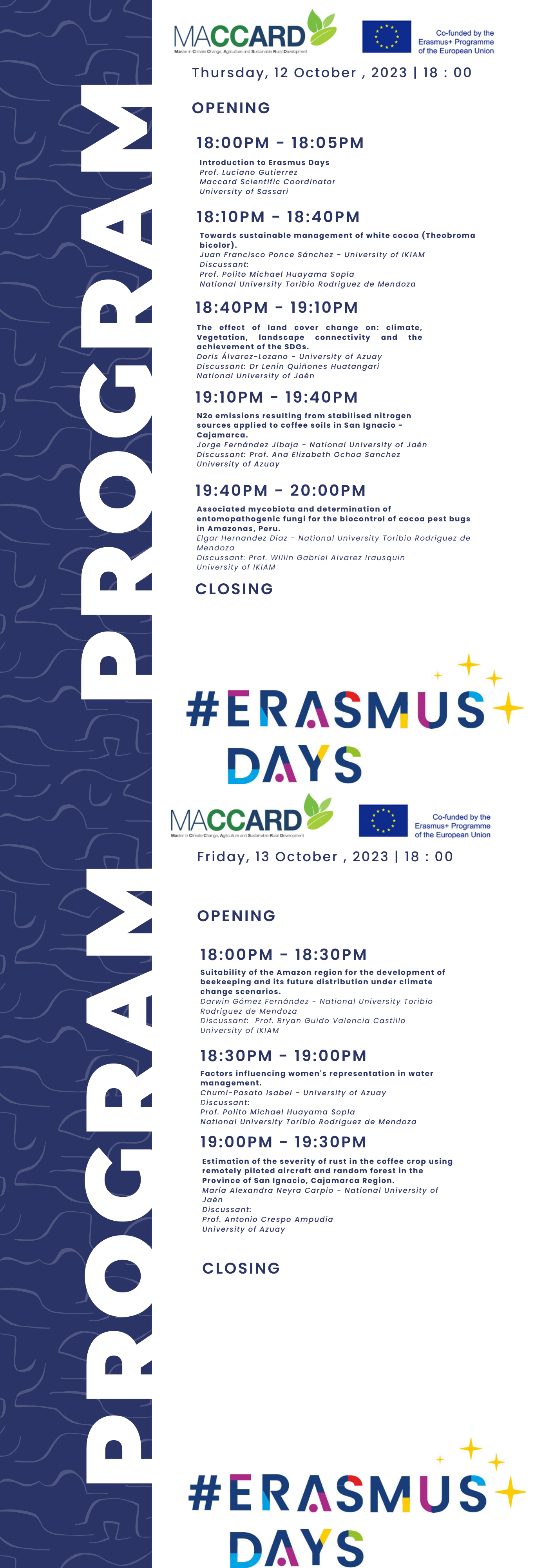 Programma Erasmus Days Ottobre 2023